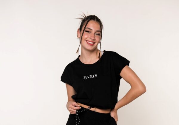Μπλούζα κορδόνι crop top Paris - Image 3