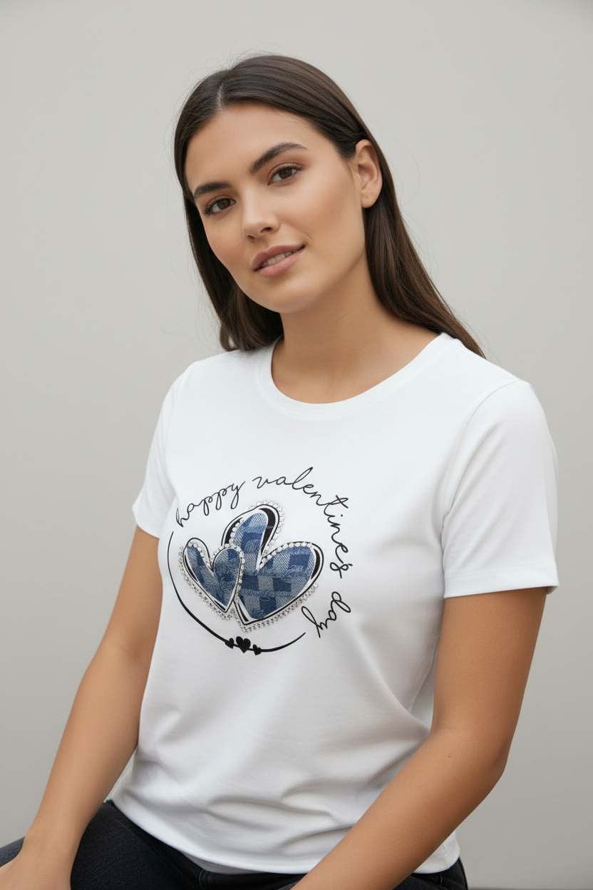 T-shirt Καρδιές Denim