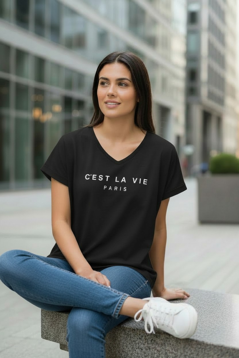 T-shirt V oversized LA VIE