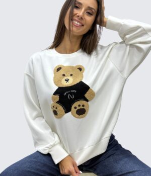 Φούτερ λαιμόκοψη αρκουδάκι πλεκτό