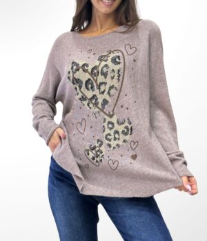 Πλεκτό oversize λαιμόκοψη καρδιά Dafne