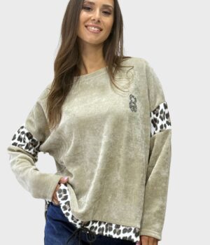 Μπλούζα oversize με λεπτομέρεια Animal Bear στρας