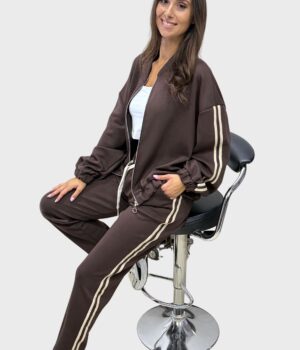 Σετ ζακέτα φούτερ βισκόζη oversize με ρίγες