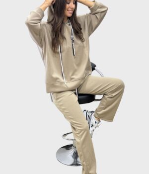 Σετ φούτερ βισκόζη oversize μονόχρωμο κουκούλα