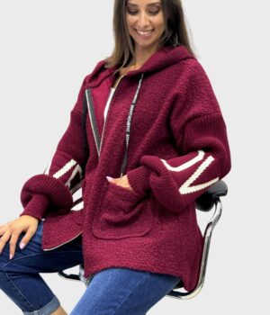 Ζακέτα oversize μπουκλέ πλεκτό μανίκι