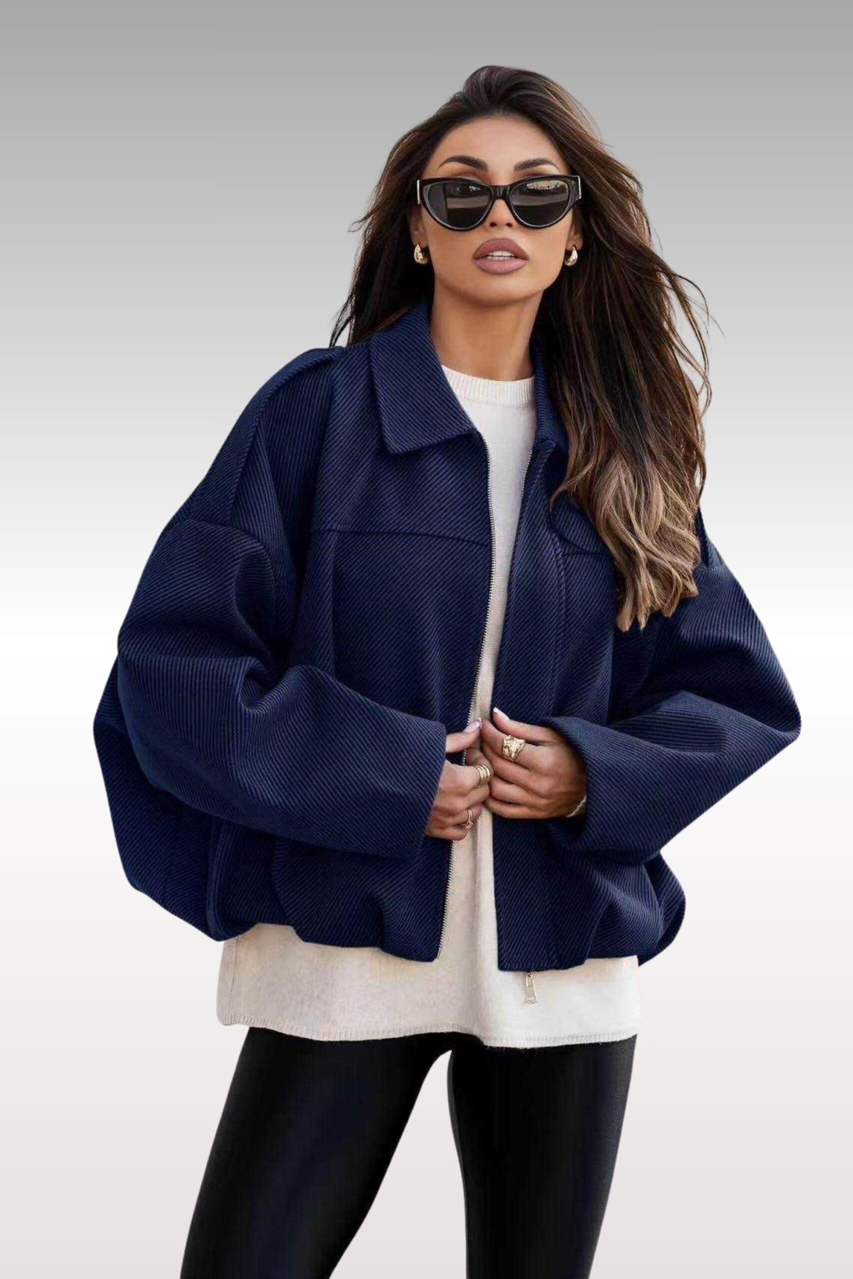 Bomber τζάκετ μάλλινο λεπτή ρίγα