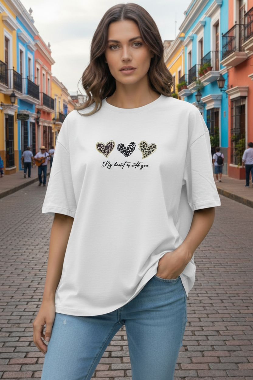 T-shirt oversize cotton Leopard Hearts