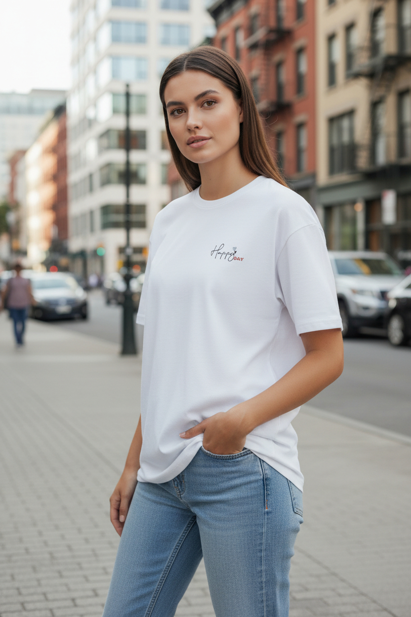 T-shirt oversize cotton Happy Day