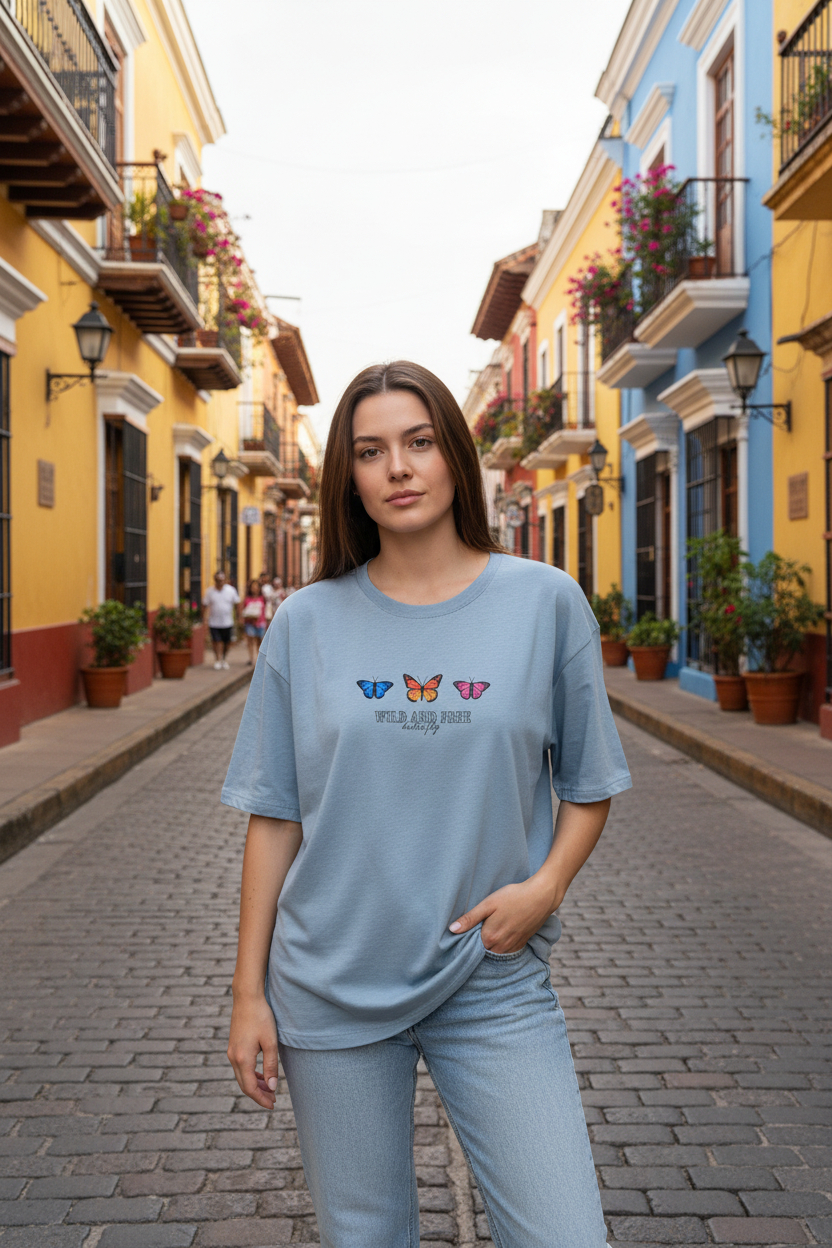 T-shirt oversize cotton Butterfly