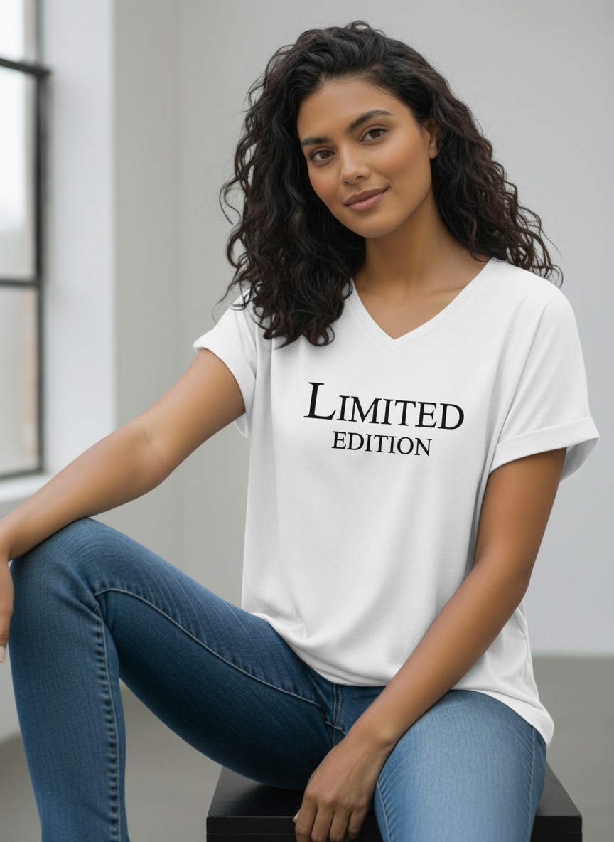 Oversize T-shirt 100% cotton με V limited ediion