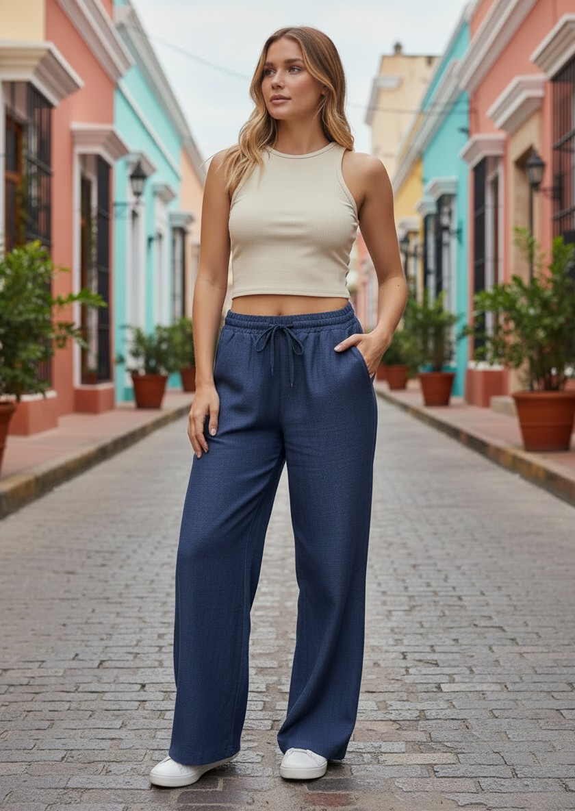 παντελόνα jeans look με λάστιχο artemis